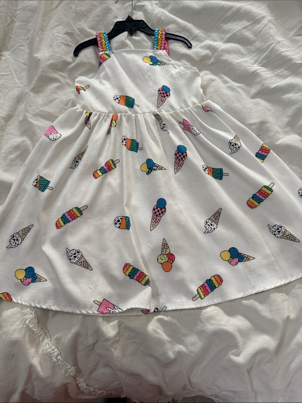 lola + the boys ice cream print dress with gemstone strap. 8